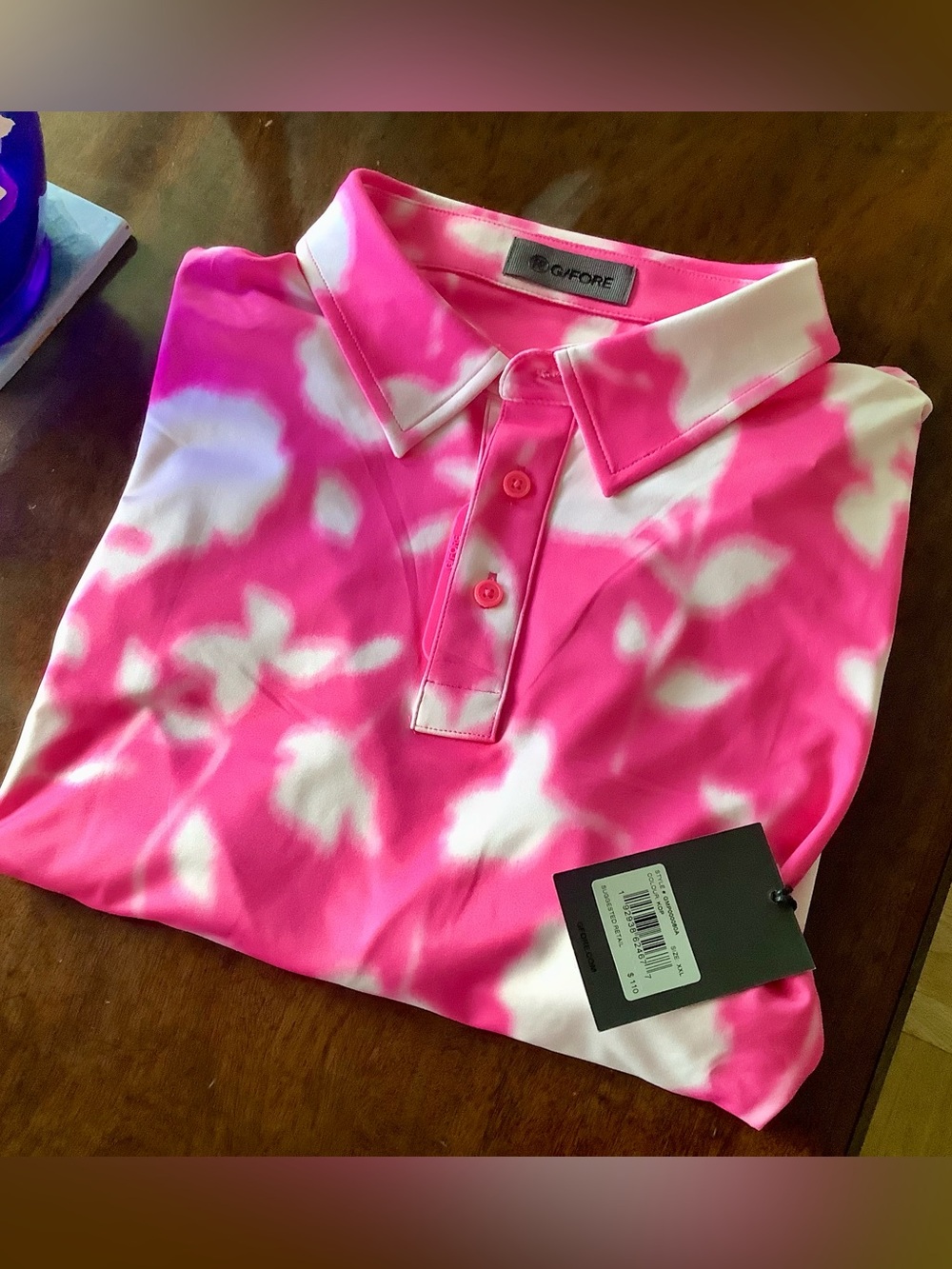 G/Fore Golf Bokeh Blur Tech Floral Polo in Pink - Men's size XL - NWT